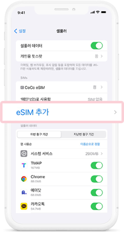 eSIM 추가