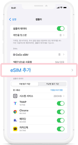eSIM 추가